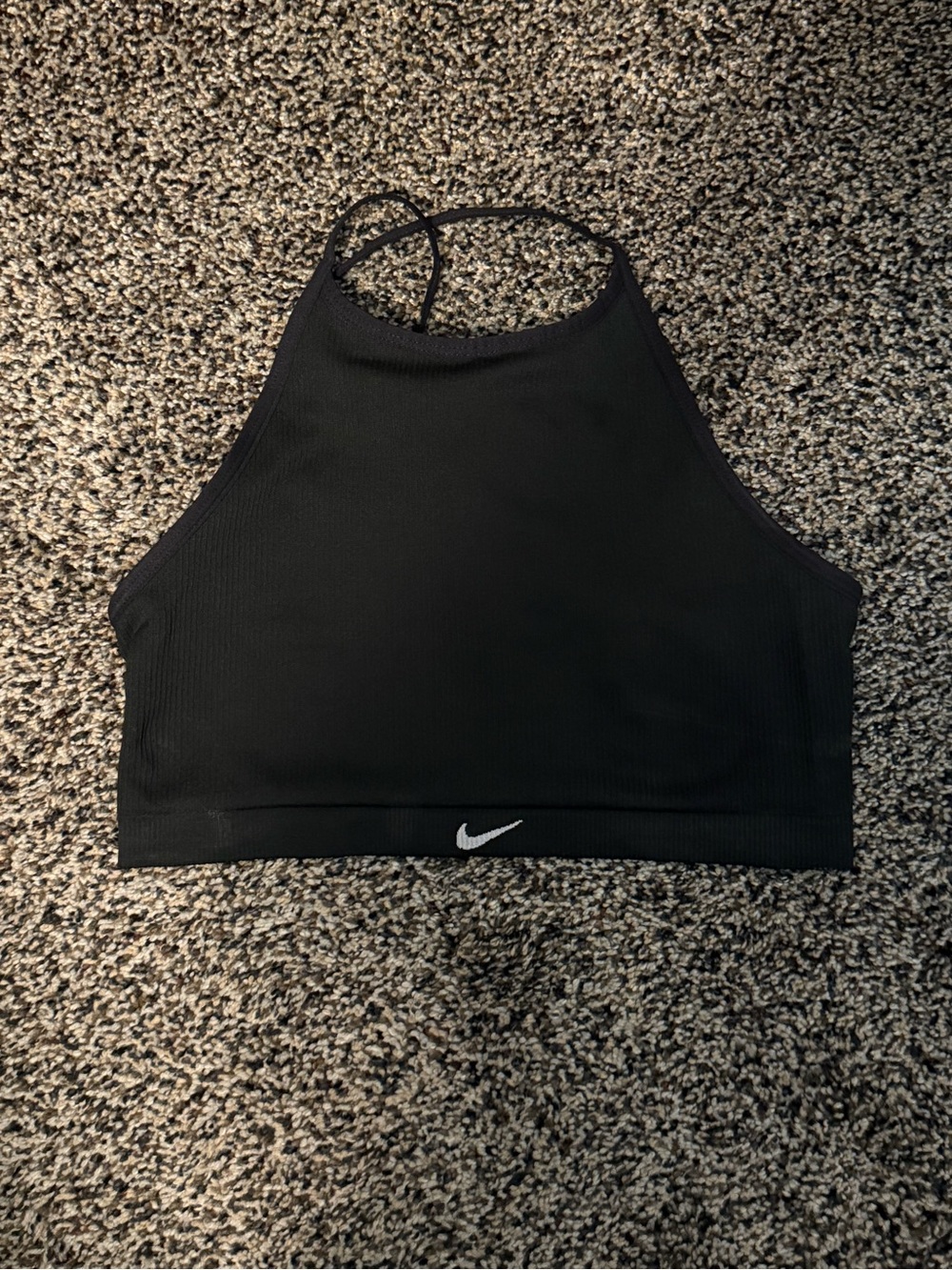 Nike Black High-Neck Ribbed Sports Bra with Thin Straps